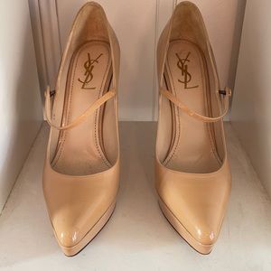 SAINT LAURENT
Patent Mary Jane Platform Pumps